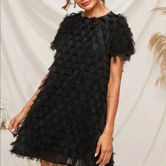Dresses | Black Fuzzy Mini Dress